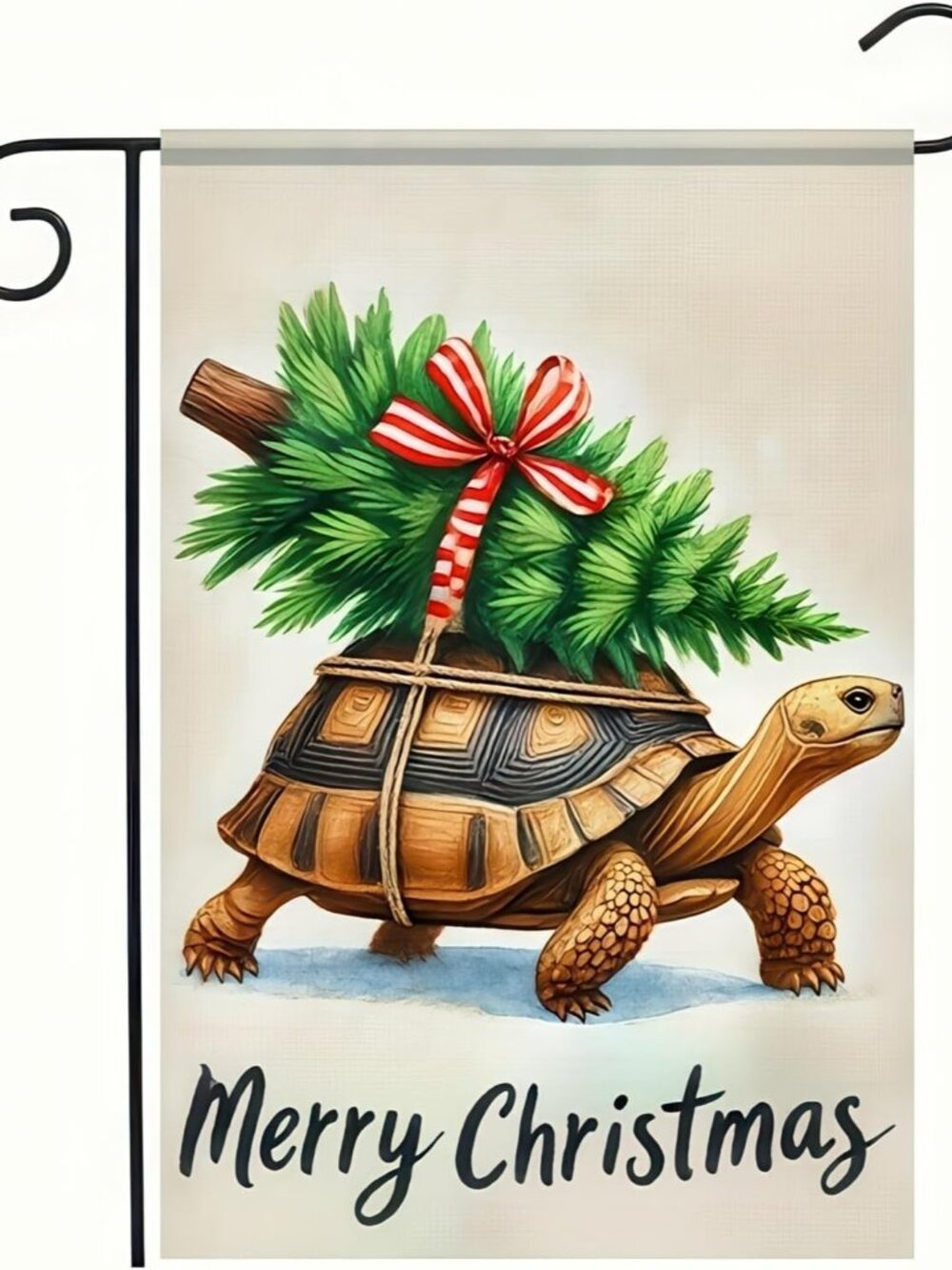 Christmas Turtle Garden Flag 12x18 Double Sided Funny Turtle Carrying Christmas
